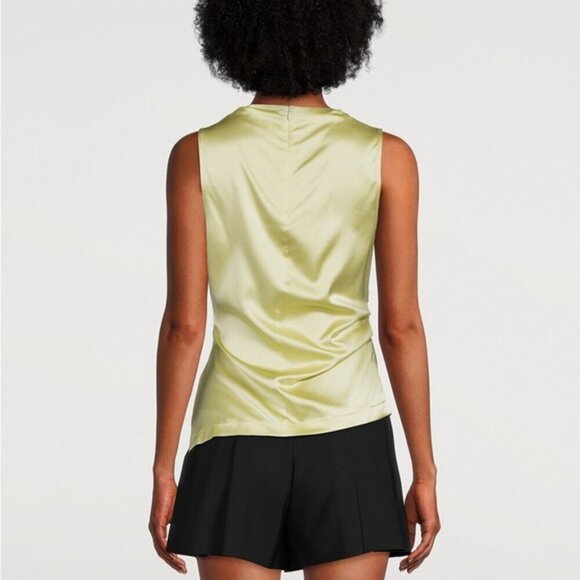 NEW WITH TAG Helmut Lang designer SILK Casual Tunic DRAPE cowlneck lime Top XS - Picture 7 of 10